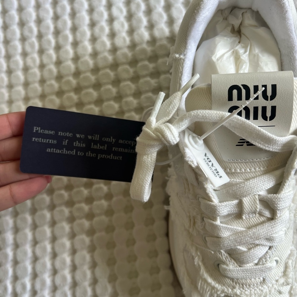 574 NEW BALANCE X MIU MIU DENIM SNEAKERS 38.5 - Picture 5 of 9